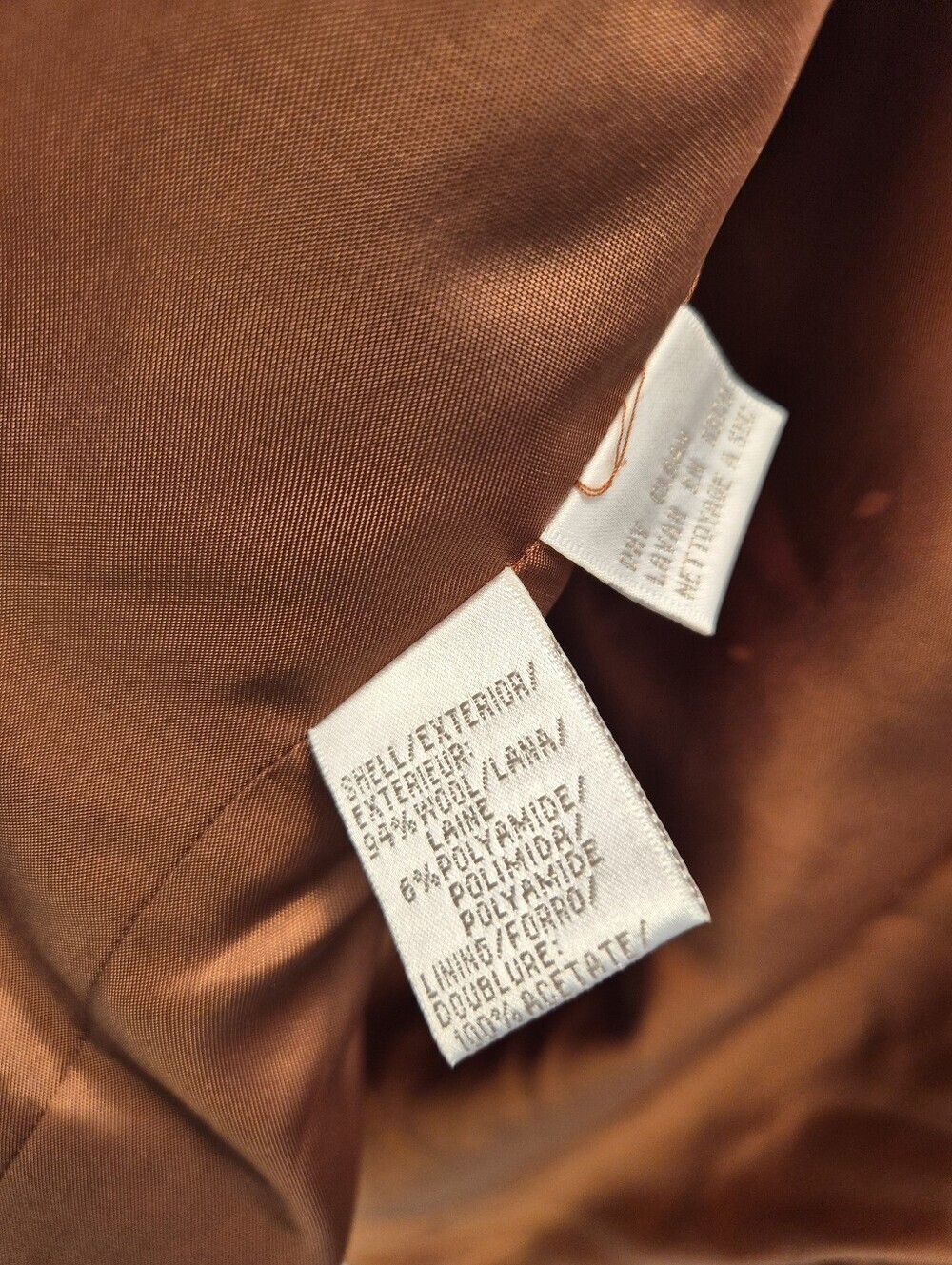 Vintage Jones New York Tweed Blazer Size 14 Wool Blend Jacket Burnt Orange Prep - Picture 15 of 16
